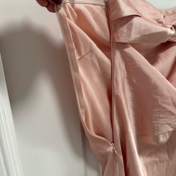 Lulus Effortless Bliss NWT XS‎ Blush Pink Satin Strapless Cowl Back Midi Dress - Picture 8 of 15